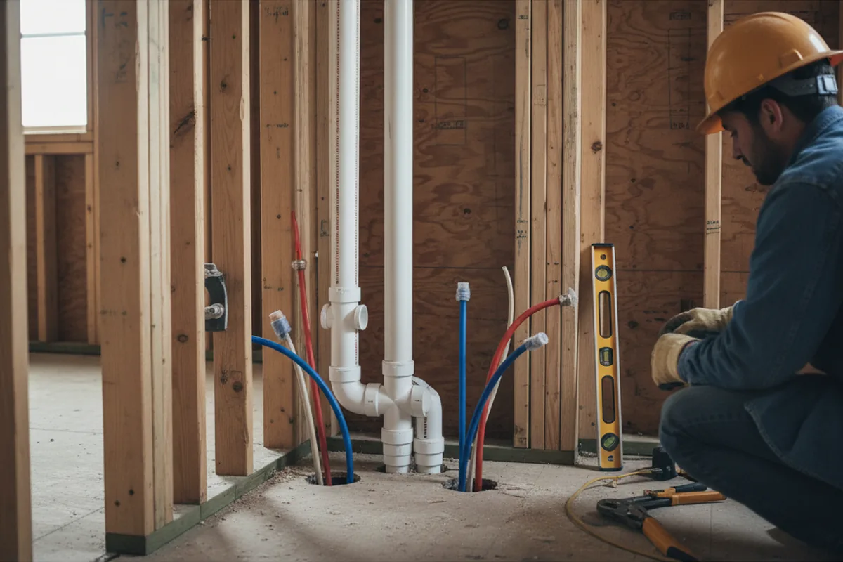 Drain and supply rough-in during Garbage Disposal Repair in Emerson